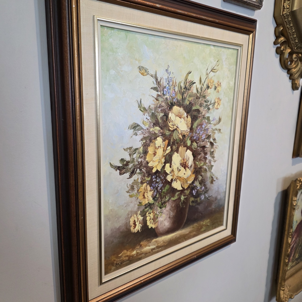 Original Mary Kendrick Oil Painting | Yellow Floral Still Life | Palette Knife - Picture 4 of 15
